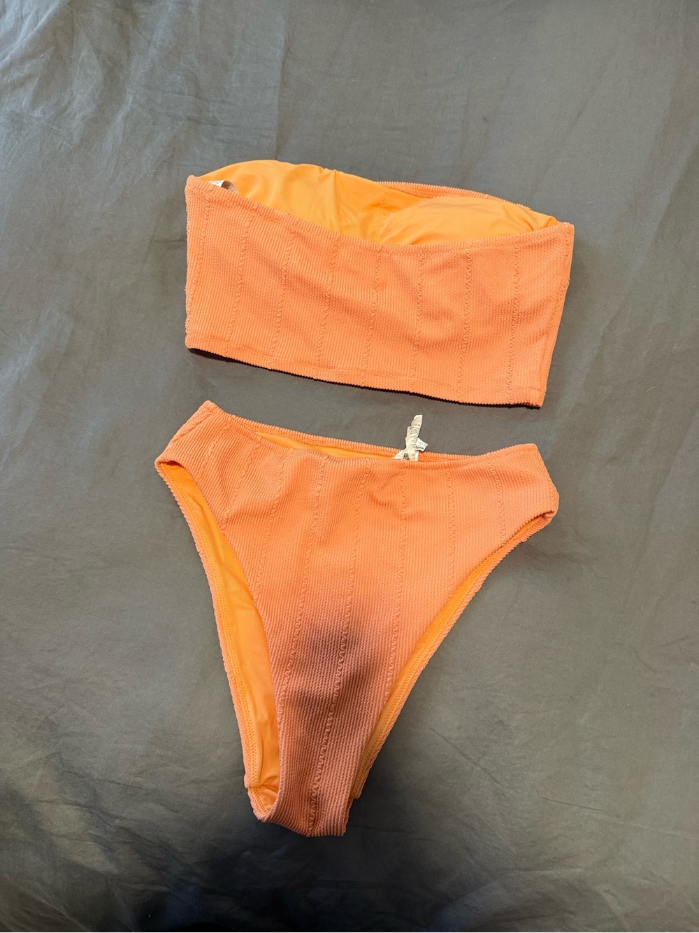 aerie Orange Ribbed Bandeau Bikini Set - Picture 3 of 4